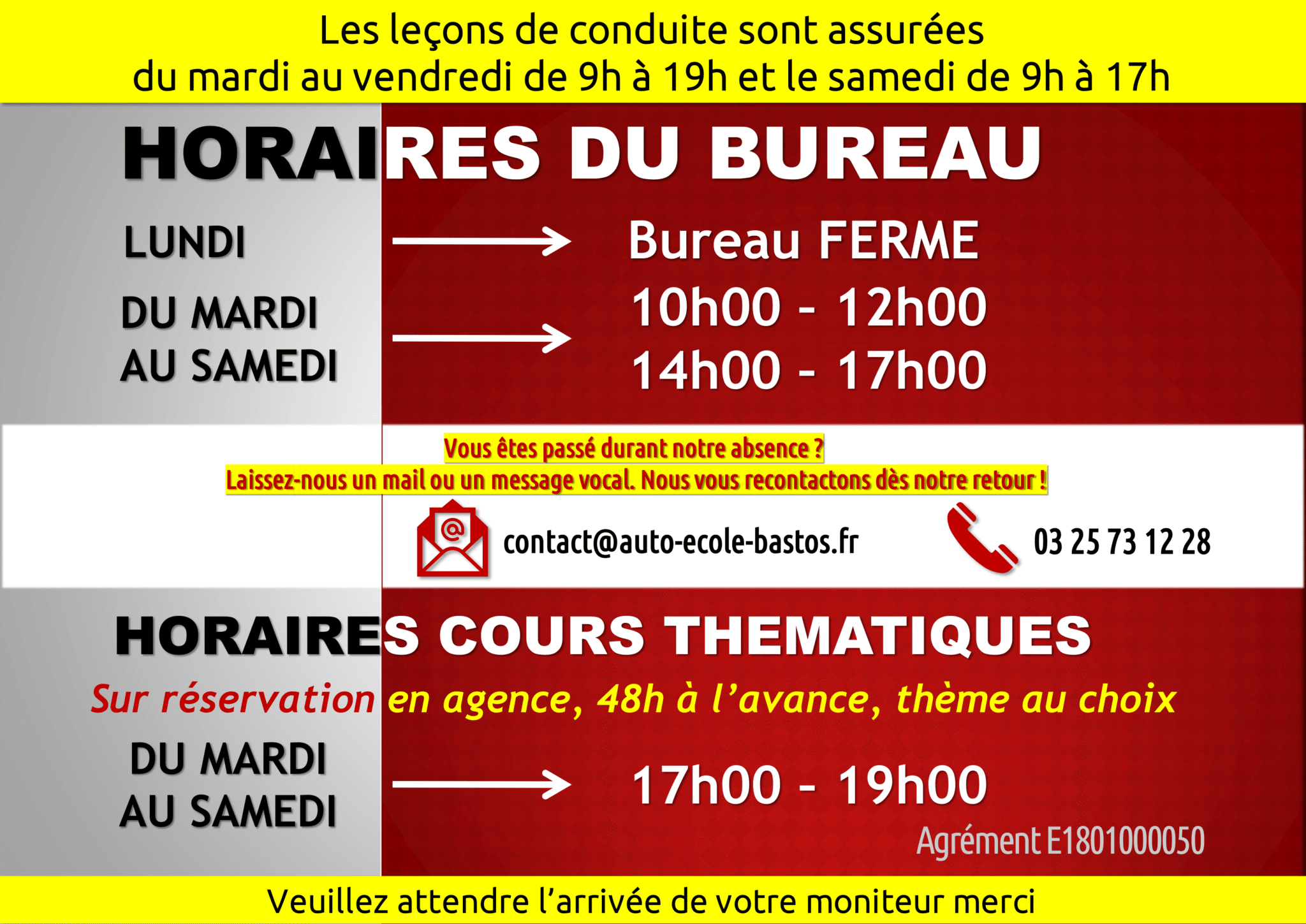 Horaires bureau et cours thématiques